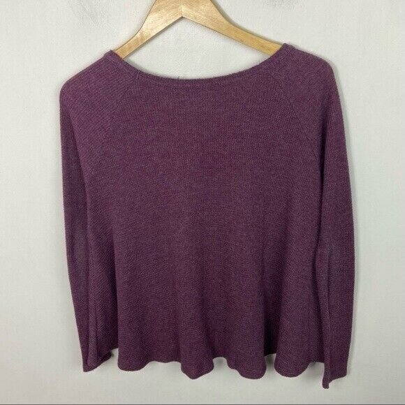Free People Waffle Knit Thermal Long Sleeve Top Rockabilly Raglan Purple Boho XS - Picture 10 of 12